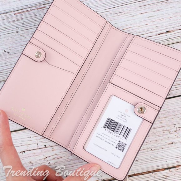 NWT Kate Spade Staci Twinkle Printed Large Slim Bifold Wallet in Pink Multi - Picture 5 of 6
